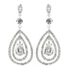 Rhodium Clear Teardrop CZ Crystal Drop Bridal Wedding Earrings 9740