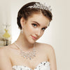 Gorgeous Silver Clear Crystal & Ivory Freshwater Pearl Jewelry & Bridal Wedding Tiara Set 9783