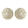 Gold Clear CZ Crystal Round Stud Bridal Wedding Earrings 9966