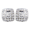 Solid 925 Sterling Silver Pave Square CZ Crystal Bridal Wedding Earrings 9989