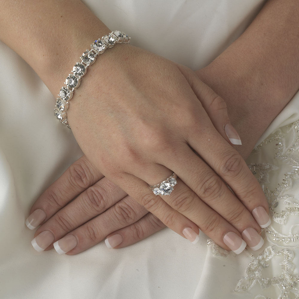 Glistening Silver Clear Zirconia Crystal Bridal Wedding Bracelet 100