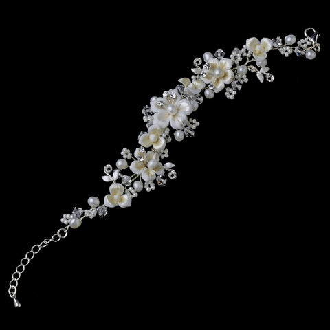 Elegance Silver Freshwater Pearl Bridal Wedding Bracelet 1014