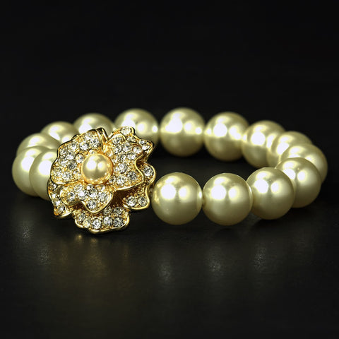 Gorgeous Gold Ivory Pearl Bridal Wedding Bracelet B 1023