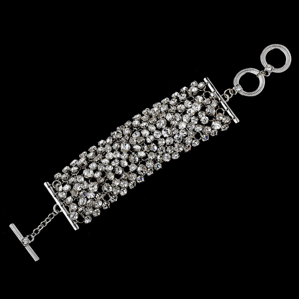 Silver Clear Bridal Wedding Bracelet 1037
