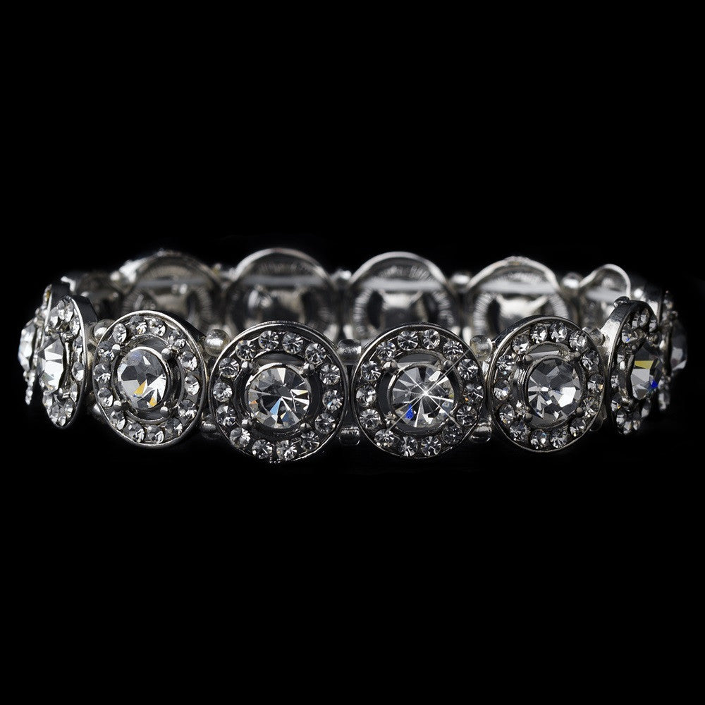 Silver Clear Bridal Wedding Bracelet 1038