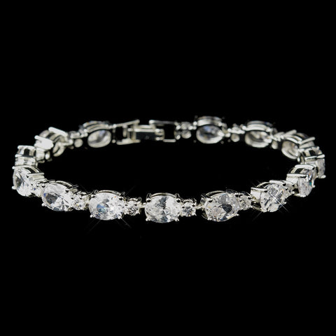 Silver Clear CZ Stone Bridal Wedding Bracelet 10383