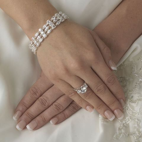 Silver Clear Bridal Wedding Bracelet B 10458