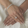 Silver Clear 3 Row Rhinestone Bridal Wedding Bracelet B 105