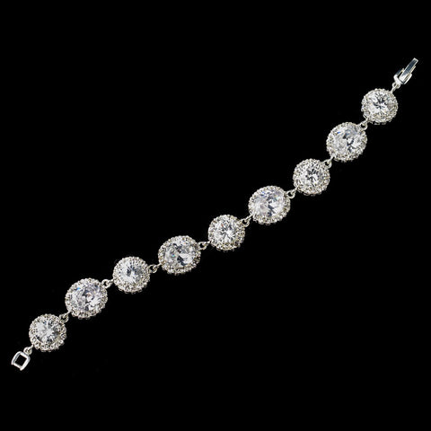 Luminous Round Cut CZ Tennis Style Bridal Wedding Bracelet in Silver 10583