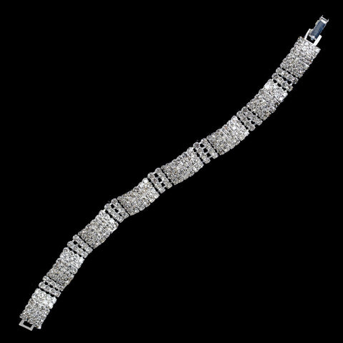 Silver 4 Row Crystal Bridal Wedding Bracelet B 106