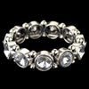 Silver Clear Gemstone Stretch Bridal Wedding Bracelet