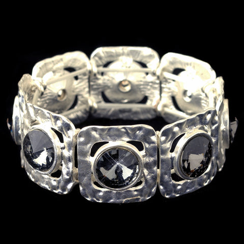 Silver Smoke Gemstone Stretch Bridal Wedding Bracelet