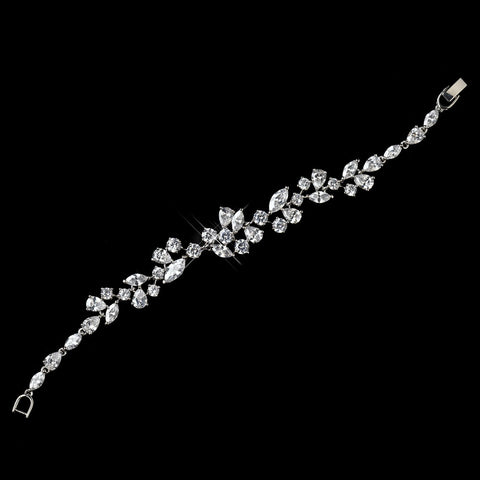 Elegance Silver Clear Cubic Zirconia Bridal Wedding Bracelet 1278