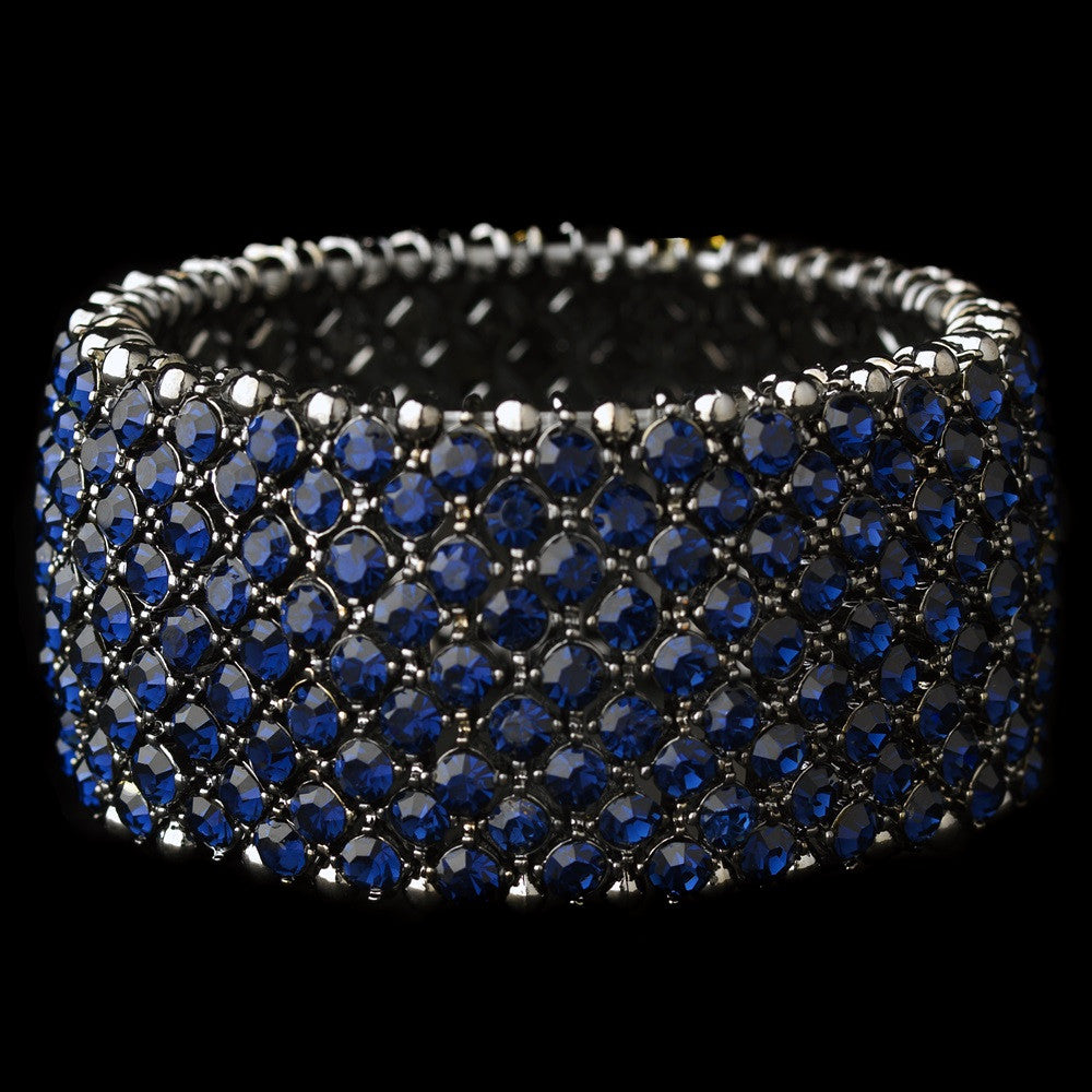 Navy Blue Stretch Bridal Wedding Bracelet 1330