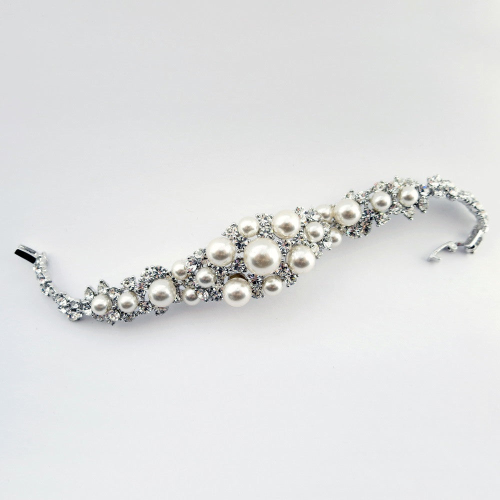 Silver Rhodium Diamond White Bridal Wedding Bracelet 1421