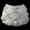 Silver Ivory Fabric & Pearl Rose Bridal Wedding Bracelet 1422