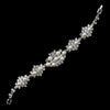 Rhodium Diamond White Pearl & Clear Rhinestone Bridal Wedding Bracelet 174