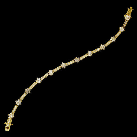 Radiant Gold Cubic Zirconia Floral Bridal Wedding Bracelet 2015