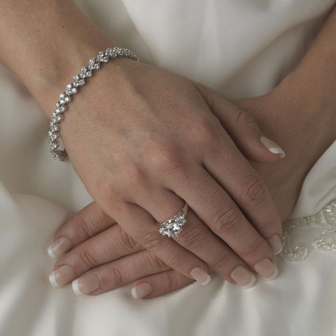 Silver Clear Follow Me Cubic Zirconia Bridal Wedding Bracelet B 2026