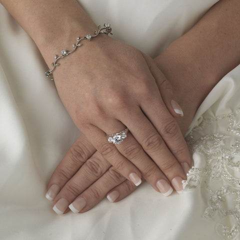 Silver & Cubic Zirconia Vine Bridal Wedding Bracelet B 2113