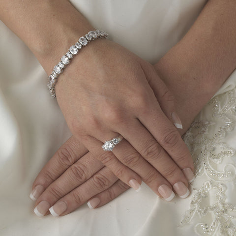 Pure Perfection Silver Cubic Zirconia Bridal Wedding Bracelet B 2244