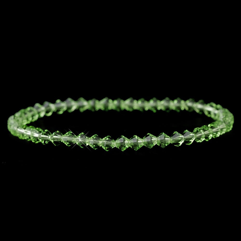 * Sparkling Green Swarovski Crystal Bead Stretch Bridal Wedding Bracelet 235