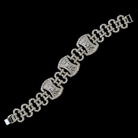 Silver Clear CZ Crystal Modern Bridal Wedding Clasp Bridal Wedding Bracelet 2516