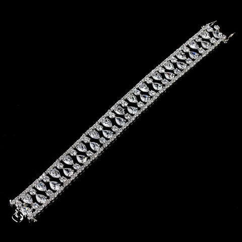 Silver Clear CZ Crystal Bridal Wedding Bracelet 2522