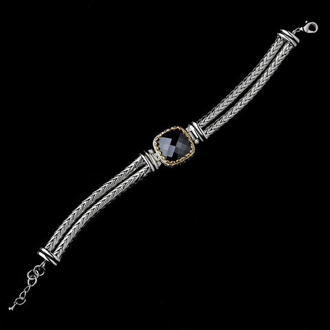 Silver Black w/ Gold Trim Bridal Wedding Bracelet 2699