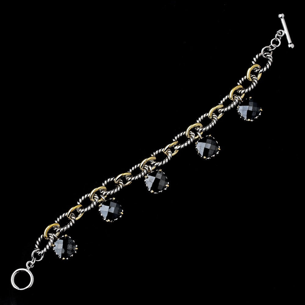 Rhodium Black w/ Gold Chain Links B 2700