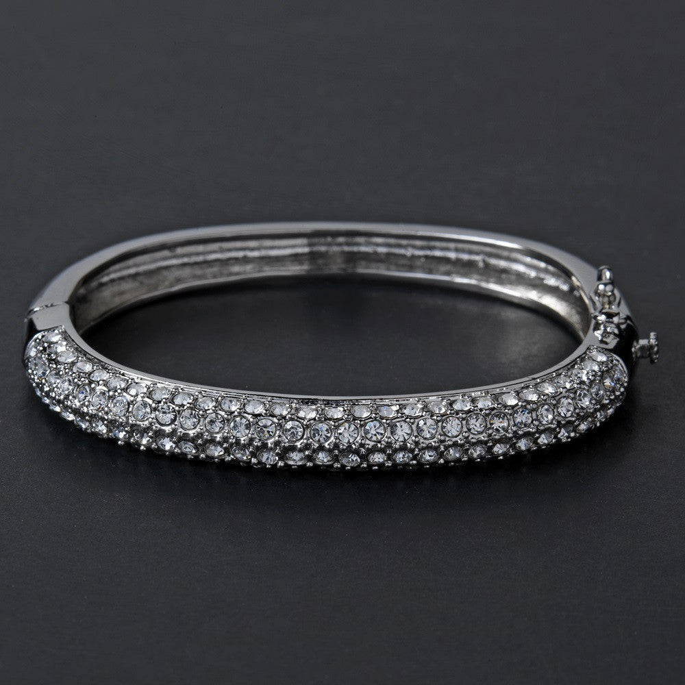 Classy Silver Clear Rhinestone Bangle Bridal Wedding Bracelet 3107