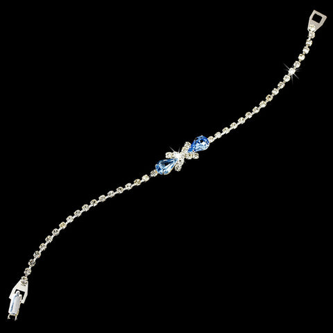 Rhinestone Tennis Bridal Wedding Bracelet in Silver Plating with Center Accent Embellishment B 342