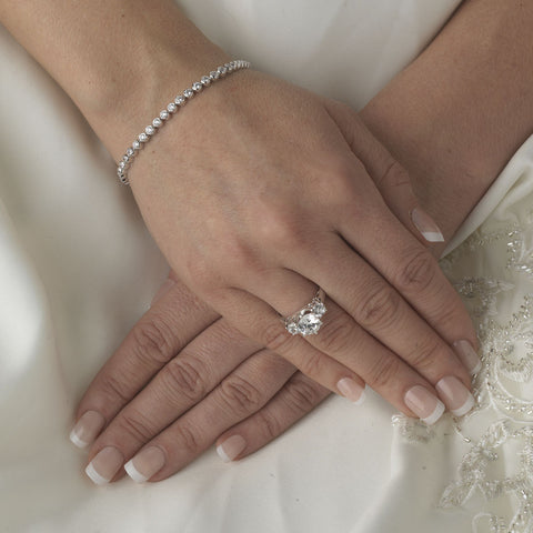 Elegant Silver Bezel Set Cubic Zirconia Bridal Wedding Bracelet 3500