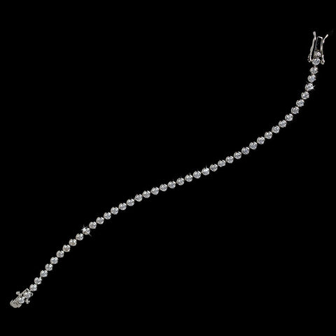 Elegant Silver Bezel Set Cubic Zirconia Bridal Wedding Bracelet 3500