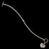 Silver Pave Heart Toggle Bridal Wedding Bracelet 3843