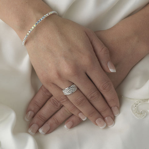 Glamorous Silver AB Rhinestone Single Bridal Wedding Bracelet 398