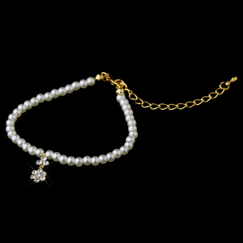 Child's Gold Ivory Pearl Bridal Wedding Bracelet 402
