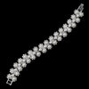 Silver Rhinestone & White Pearl Floral Bridal Wedding Bracelet 4968