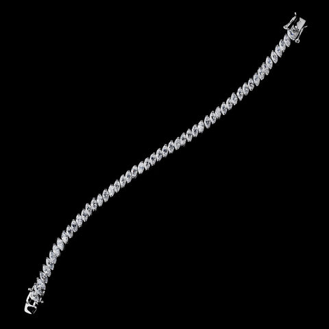 Silver Clear CZ Crystal Bridal Wedding Bracelet 5827