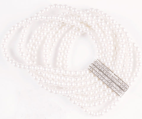 Elegant Pearl Bridal Wedding Bracelet With Crystal Clasp B 601