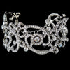 Antique Silver Clear Rhinestone Bangle Bridal Wedding Bracelet 7195