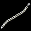 Double Strand Pearl & Clear Rhinestone Bridal Wedding Bracelet 7570