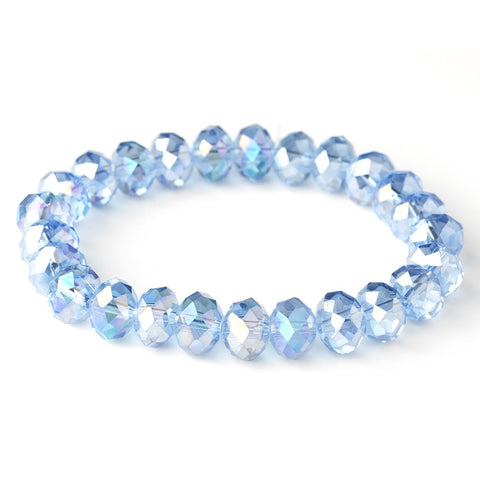 Light Blue 10mm Stretch Bridal Wedding Bracelet 7613