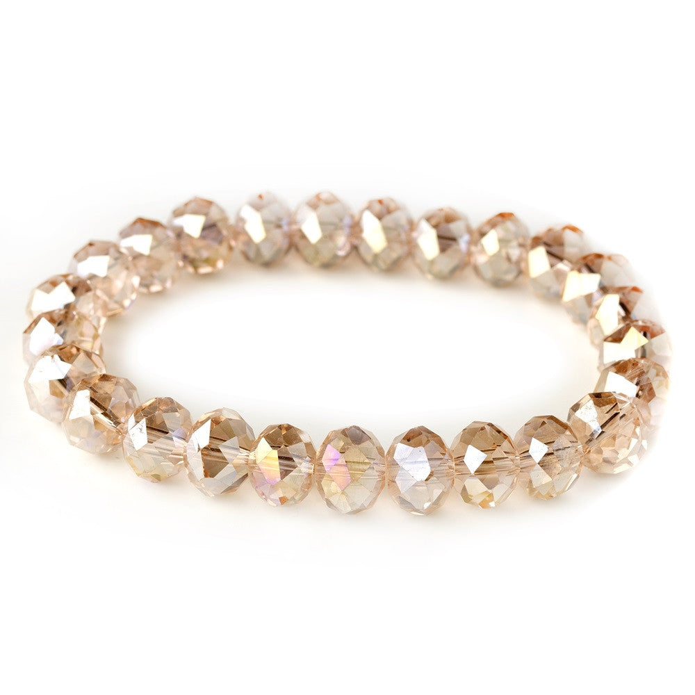 Rose Pink 10mm Stretch Bridal Wedding Bracelet 7613