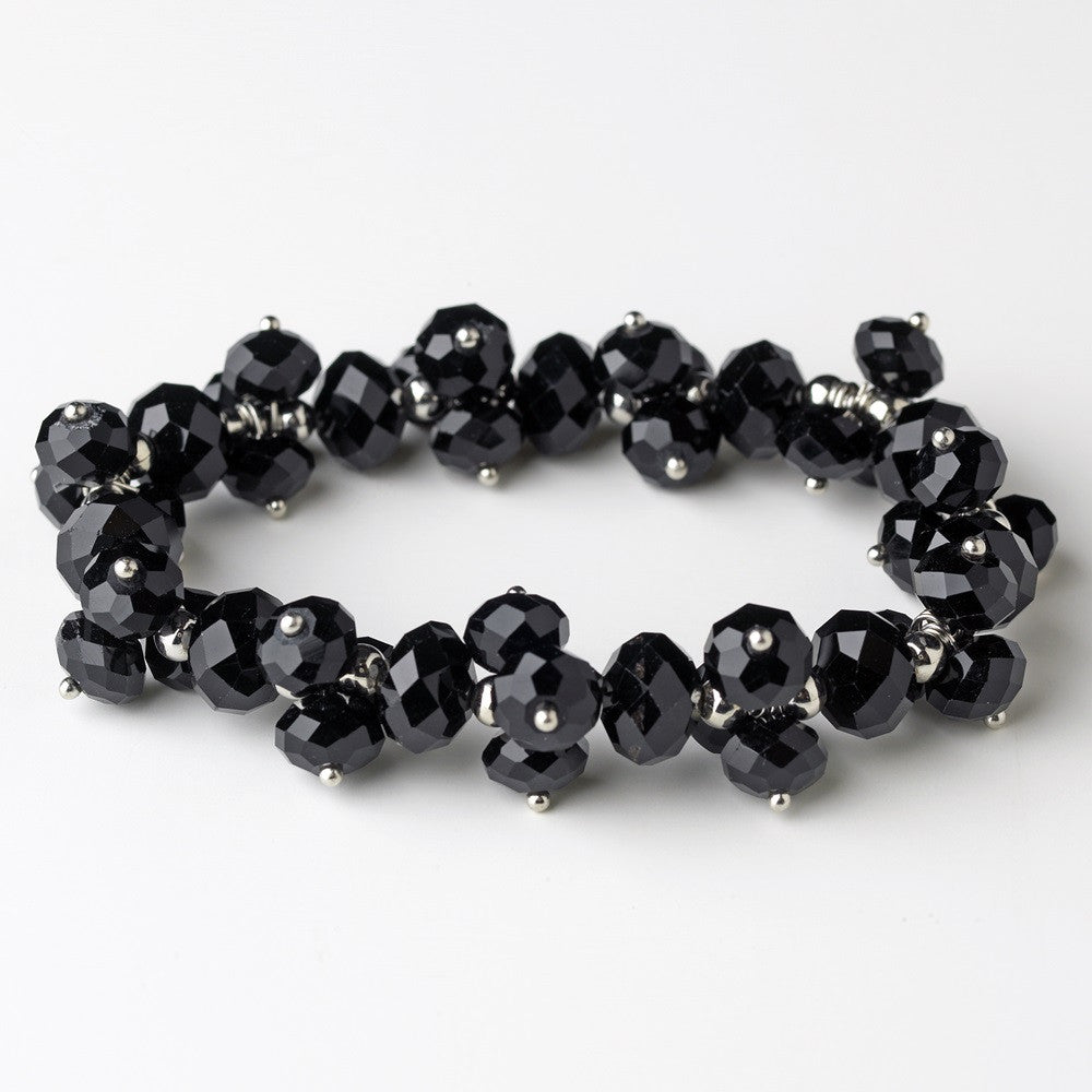 Black Flower Bridal Wedding Bracelet 7617