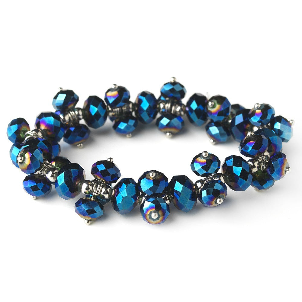 Royal Blue Flower Bridal Wedding Bracelet 7617