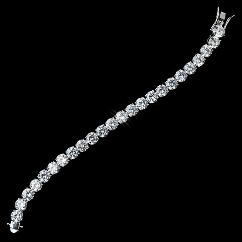 Antique Rhodium Silver Clear Round CZ Crystal Bridal Wedding Bracelet 7708
