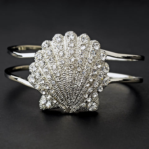 Silver Clear Sea Shell Rhinestone Bridal Wedding Bracelet 7800