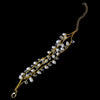Gold Silk White Pearl Clear Crystal Bridal Wedding Bracelet 7829