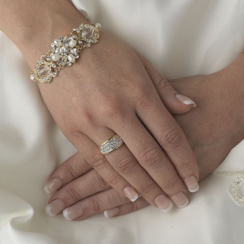 Stunning Gold Freshwater Pearl Bridal Wedding Bracelet 7844